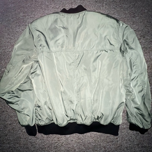 Army green leopard lined bomber jacket/coat Large - Picture 6 of 10